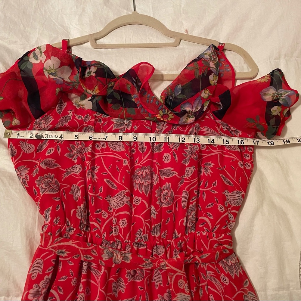 Anthropologie One September Zuri Midi Red Floral Dress XS - Picture 11 of 12